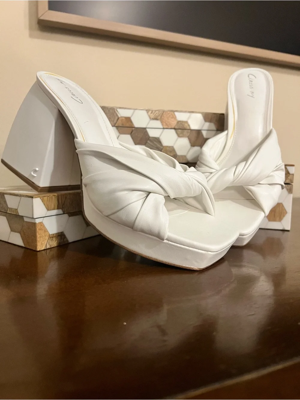 Circus by Sam Edelman White “Marianna” Knot-Front Platform Block Heel Sandal NWT